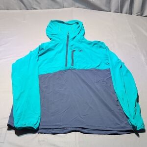Outdoor Research Mens Astroman Sun Hoodie Teal and Gray Size M